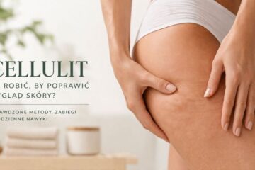 Naturalne, estetyczne ujęcie skóry ud lub bioder z subtelnie widoczną teksturą skóry - wiarygodne skojarzenie z cellulitem bez przesady i bez retuszu